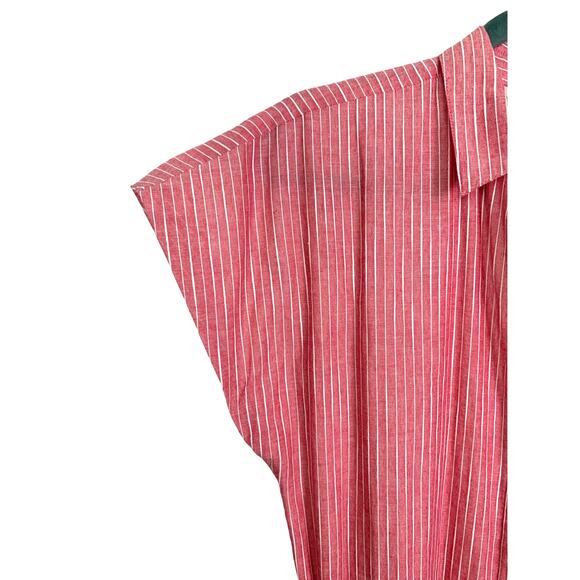 Cremieux Drop Waist Pinstripe Red Cotton Dress, Size Small - Picture 2 of 8
